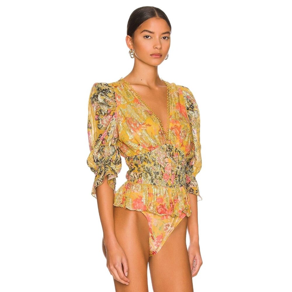 HEMANT AND NANDITA Nova Bodysuit in Mustard Multi… - image 4